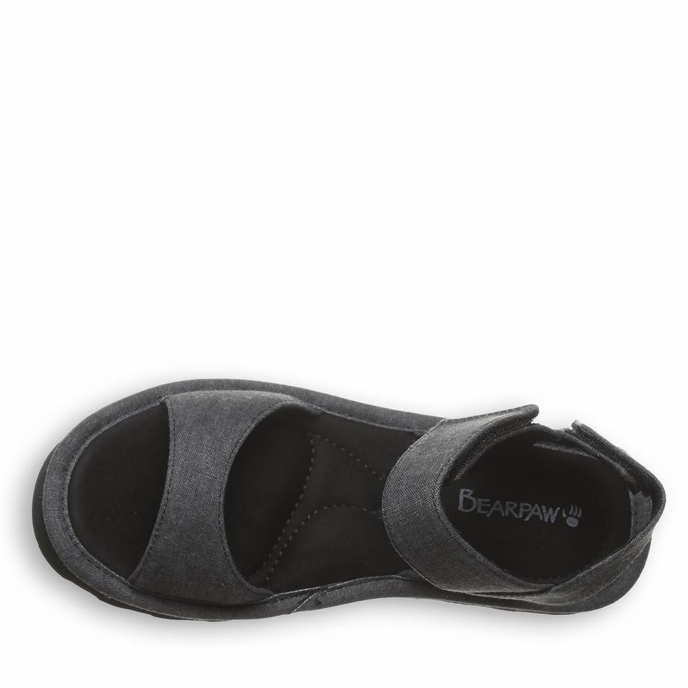 Sandalias Bearpaw Crest Mujer Negras | RIE2727GM